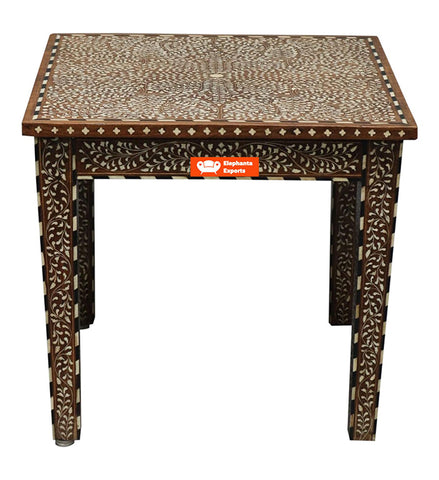 Teak Wood and Bone Inlay Table