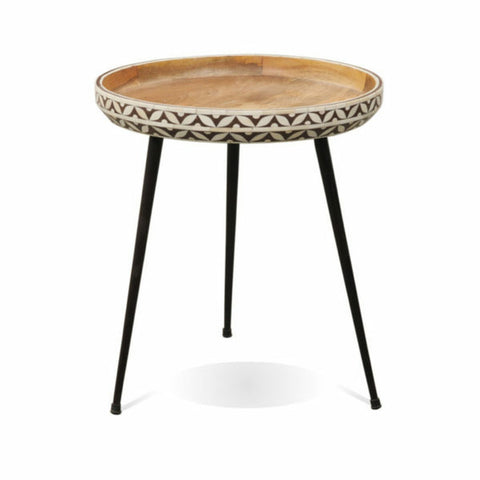 Bone Inlay Stool / Side Table in Black