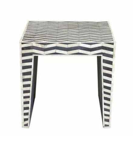 Wave Bone Inlay Side Table in Black