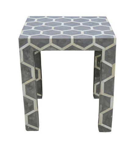 Honeycomb Bone Inlay Side table in Grey