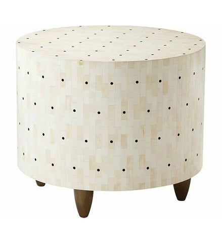Stylish Bone Inlay Round End Table
