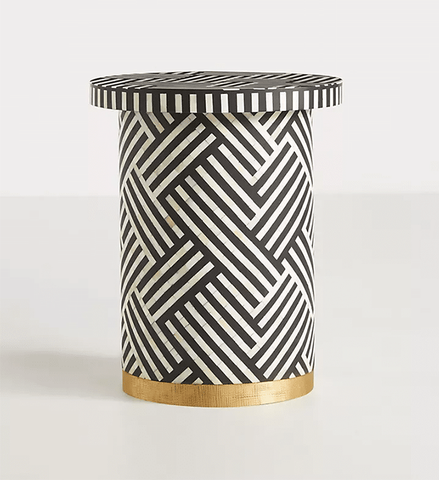 Striped Bone Inlay Side Table