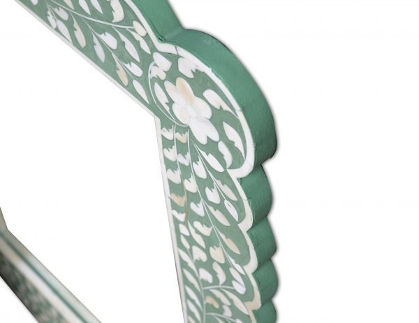 floral pattern frame bone inlay mirror in green
