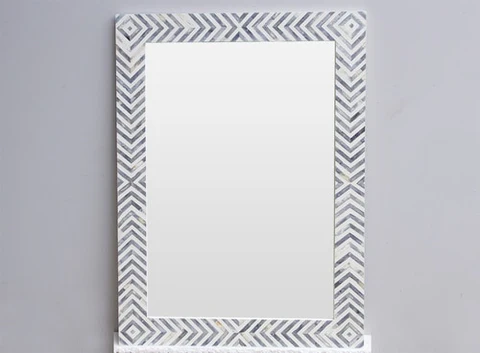 Rectangular bone inlay mirror frame