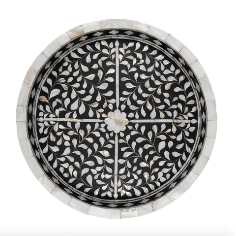 Floral Mother of Pearl Inlay Round Tray