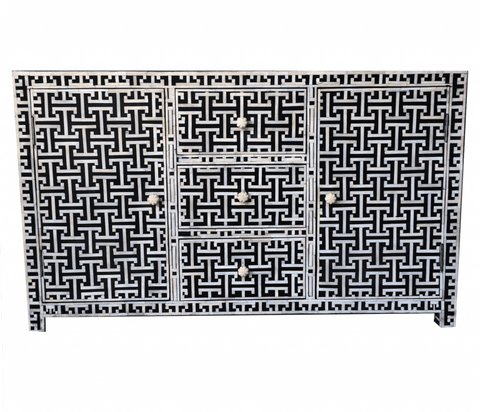 Bone Inlay Sideboard Geo Lattice In Grey