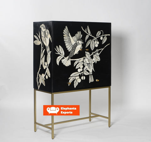 Spring Garden Bone Inlay Bar Cabinet