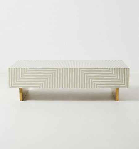 Striped Bone Inlay Coffee Table Grey