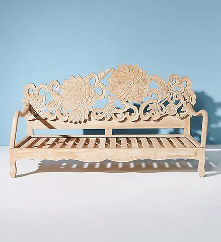 Carved Wooden Daybed / Lounge – Flower Bed Design
