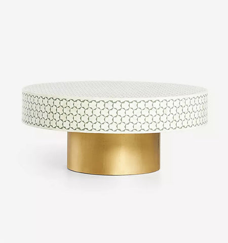Targua Bone Inlay Coffee Table Round Moss Green