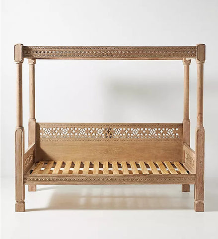 Carved Wooden Canopy Daybed / Lounge