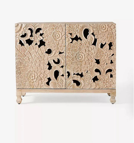 Handcarved Kamala Wooden Entryway Cabinet