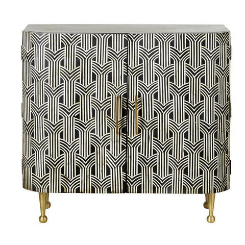 Arrow Bone Inlay Cabinet in Black