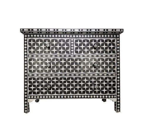Star Design Mother of Pearl Inlay Chest of 4 Drawers