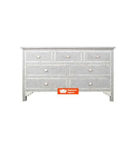 Fish Scale Design Bone Inlay Chest of 7 Drawers