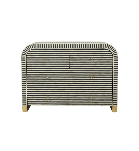 Bone Inlay Waterfall Chest of 4 Drawers