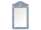 Crested blue Bone Inlay Mirror with floral pattern frame