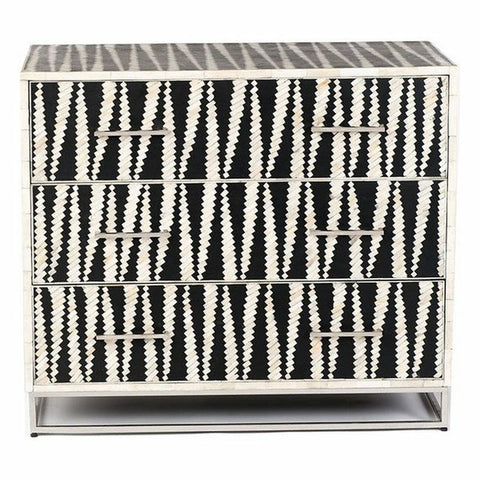 Electric Design Bone Inlay Chest of 3 Drawers in Black & White