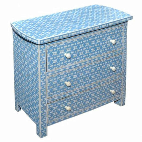 Geometric Design Bone Inlay Chest of 3 Drawers