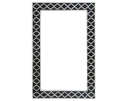 Moroccan Bone Inlay Mirror in Black