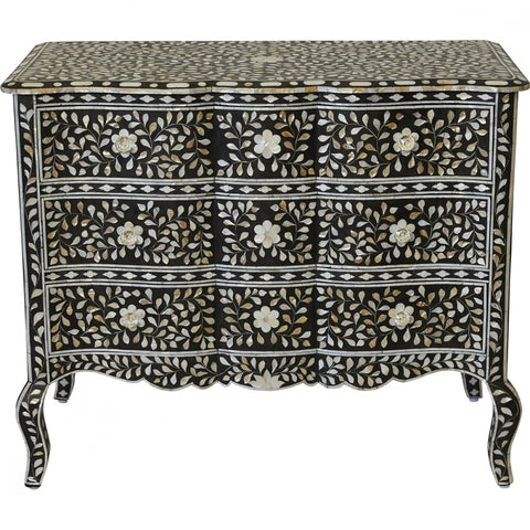 Provincial French Mother of Pearl Inlay Chest of 3 Drawers