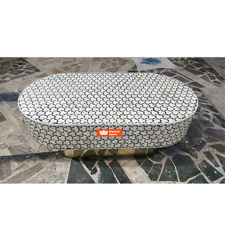 Targua Bone Inlay Coffee Table Oval
