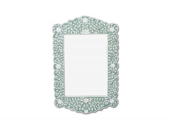 bone inlay frame with floral pattern 