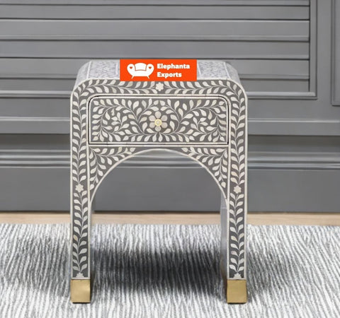 Trisha Bone Inlay Bedside Waterfall Floral Grey