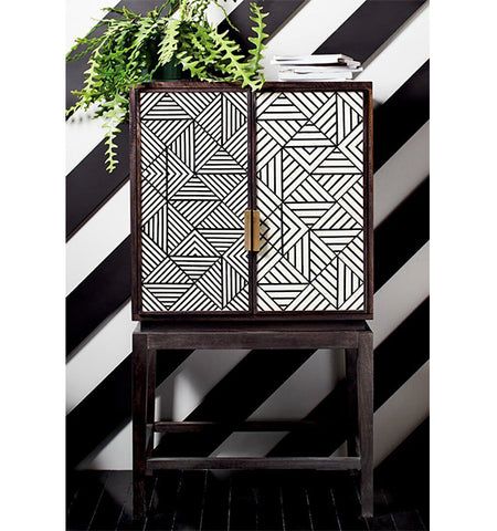 Striped Black Bar Cabinet