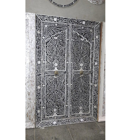 Floral Mother of Pearl Inlay Doors in Black