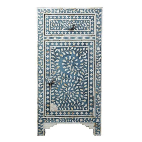 Pearl Inlay Tall Floral Bedside